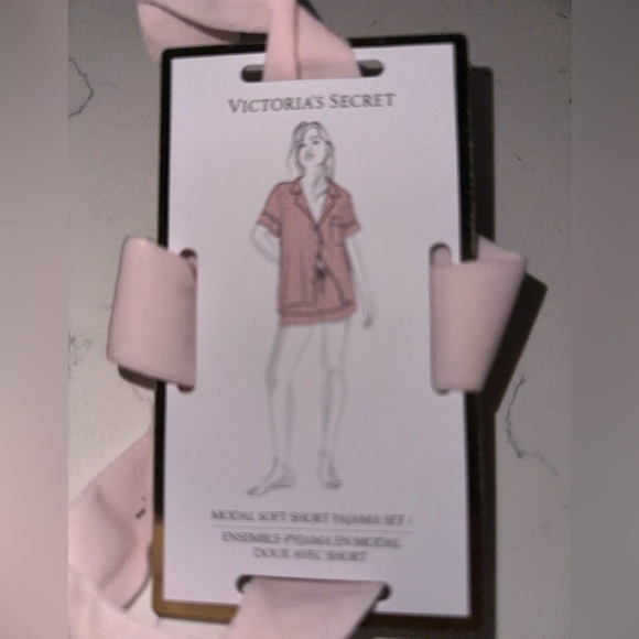 VICTORIA'S SECRET Modal Soft Short Pajama Set, Pink w Black Pok a dots  Size: L - Picture 6 of 6